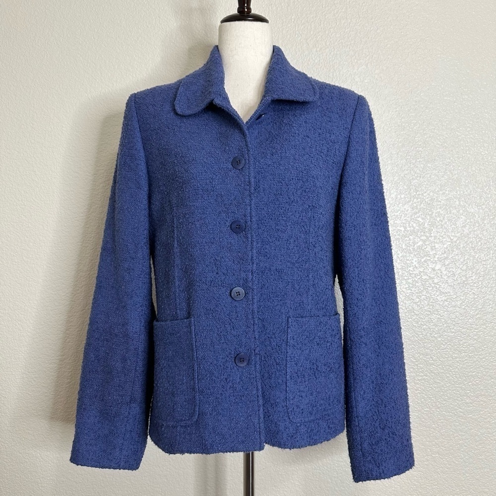Charter Club Wool Blend Blue Button Down Women's Blazer, Size 10
